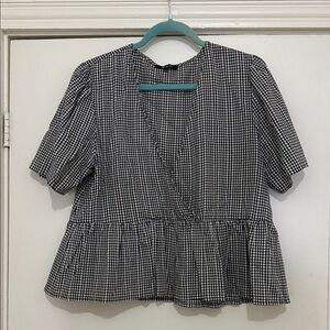 Madewell Black and White Checkered Top